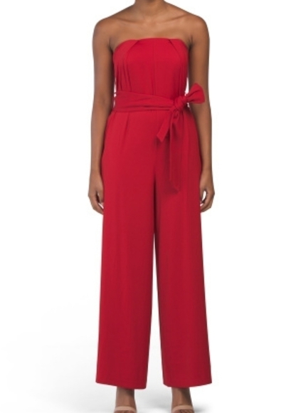 EVER New Melbourne Strapless Tie Waist Jumpsuit - Picture 1 of 15
